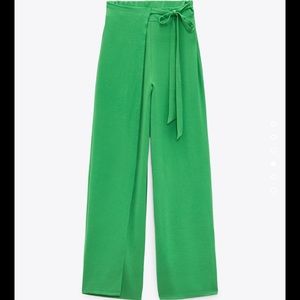 Zara Green Fluid Patel Pants